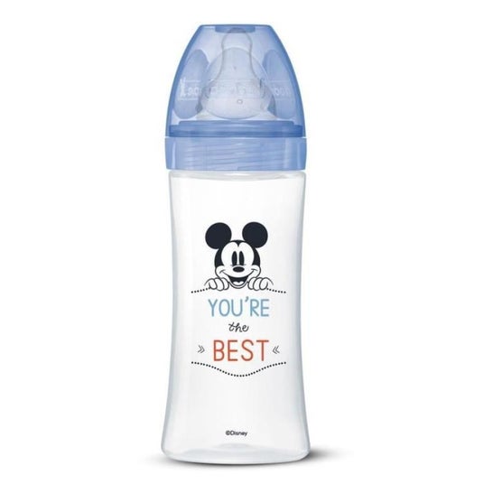 Dodie Baby Bottle Initiation 330ml Mickey Blue Over 6 Months 1ud