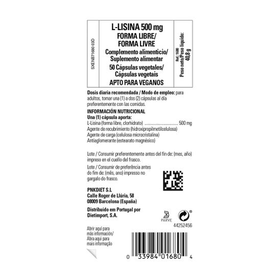 Solgar L-Lysine 500mg 50 cápsulas