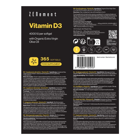 Zenement Vitamina D3 4000 Ui 365caps