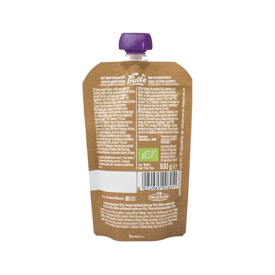 Doypack Natura Nuova Maçã Morango Blueberry Puree Sugar Free Doypack 100g