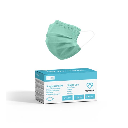 Máscaras cirúrgicas MiMask IIR verde 50 pcs