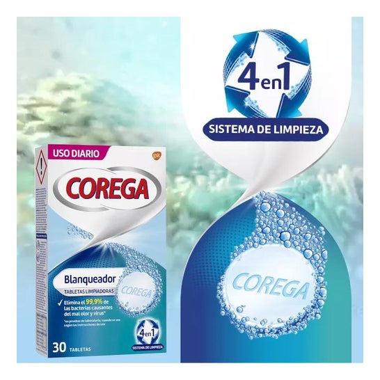 Corega Branqueador 30 Pastilhas Limpeza