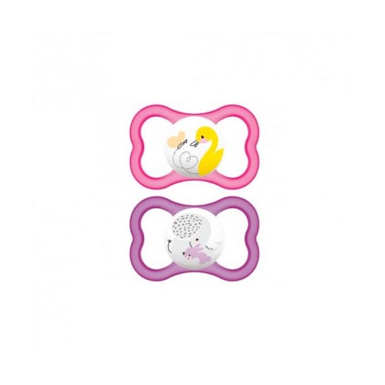 Mam Baby Pacifier Air Night Silicone Pink +6M 2uds