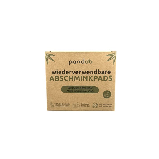 Pandoo Conjunto de Discos Desmaquilhantes Reutilizáveis 18 unid. + Dispensador
