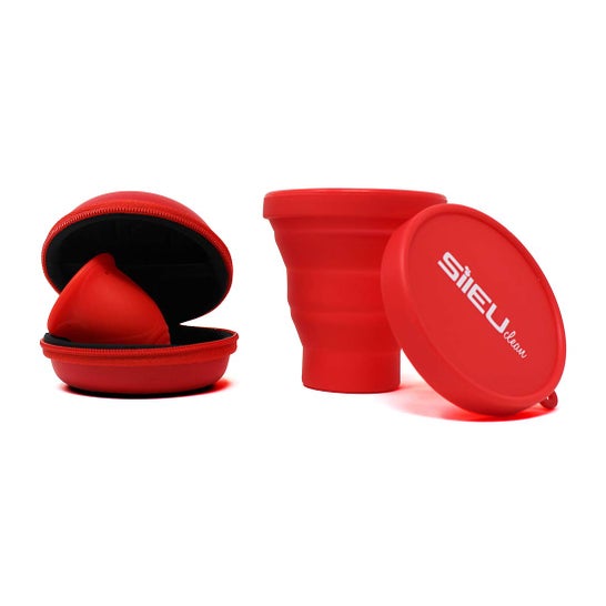 Sileu Kit Go Menstrual Cup + Estojo + Esterilizador Vermelho L
