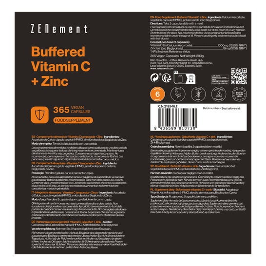 Zenement Vitamina C Tamponada + Zinc 365caps