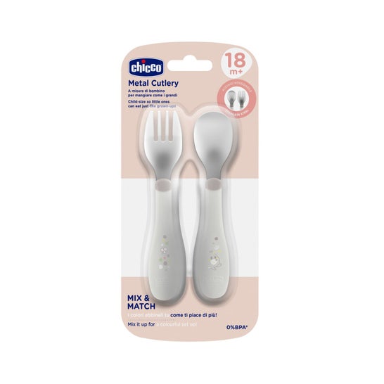 Chicco Set Duo Talheres Inox 18M+ Cinza