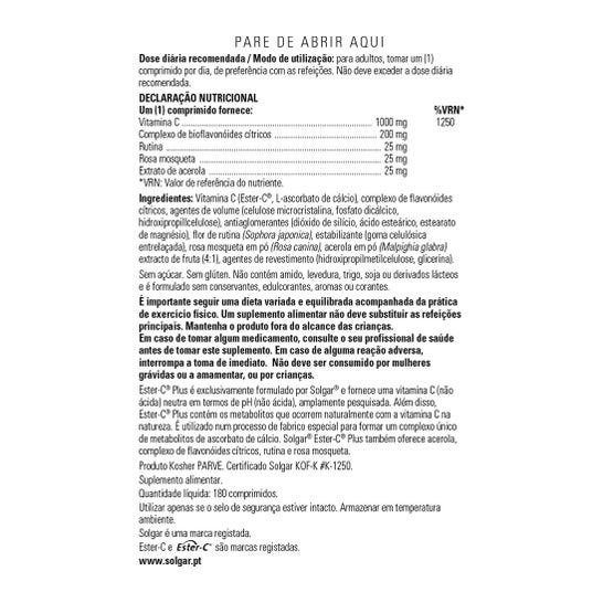 Solgar Ester C Plus Vitamina C 1000mg 180 Comp