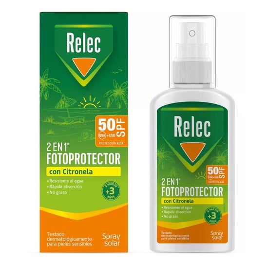 Relec 2en1 Fotoprotector SPF50 Citronela 100ml Relec 2en1 Fotoprotector SPF50 Citronela 100ml