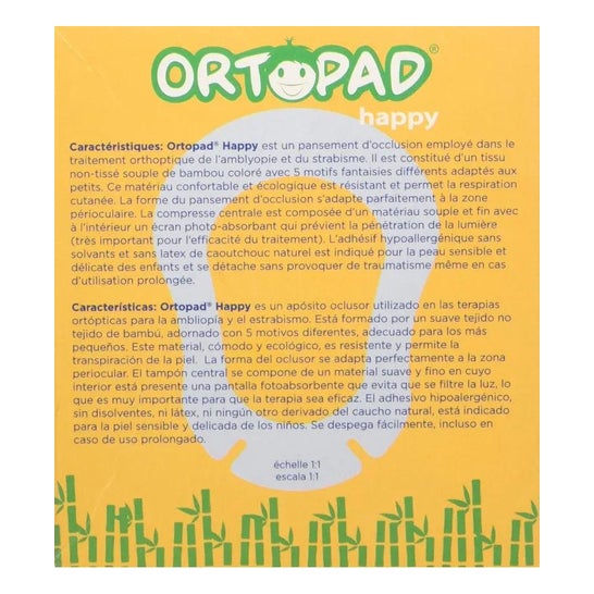 Ortopad™ Happy adesivo oftálmico júnior 20unids Ortopad™ Happy adesivo oftálmico júnior 20unids
