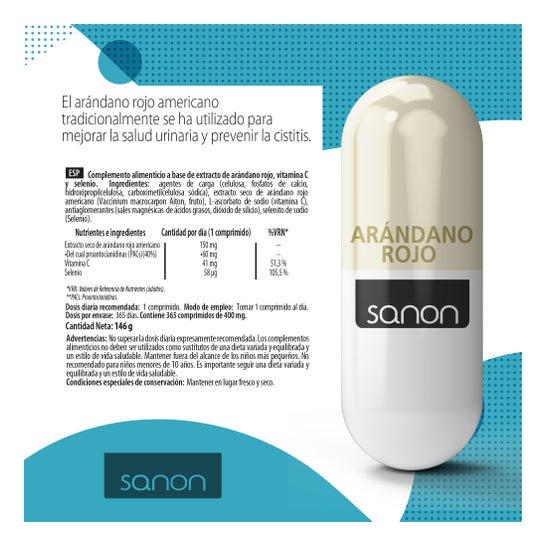 Sanon Red Cranberry 400mg 365comp