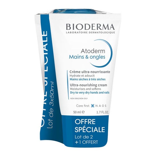 BIODERMA ATODERM Hand and Nail Cream Conjunto de 3 tubos de 50 ml