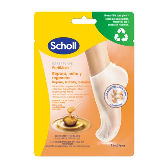 Scholl Máscara Pés Nutritivo Mel de Manuka 1 Par