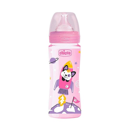 Chicco Biberão Well Being Silicone Foguete Rosa 330ml 1 Unidade