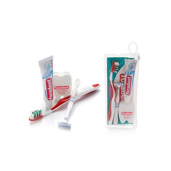 Kit dentário adulto para adultos 1 escova + pasta de dentes 25ml + 5m fio dental + 1 saboneteira