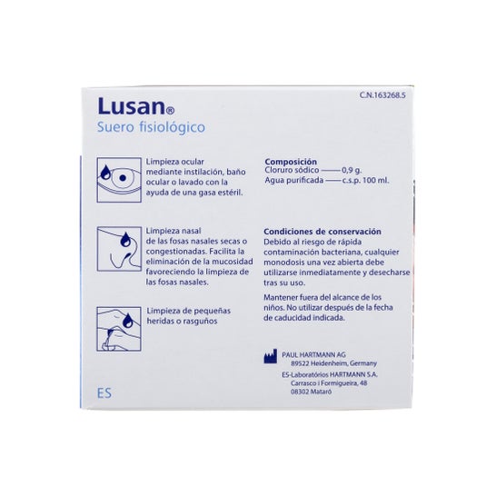 Lusan® solução fisiológica fisiológica soro fisiológico dose única 5mlx30pcs