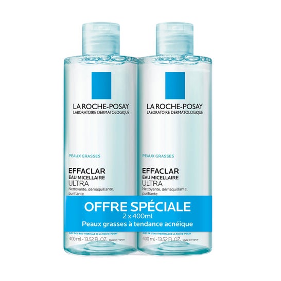 LA ROCHE POSAY EFFACLAR Água micelar purificante 2 frascos de 400ml