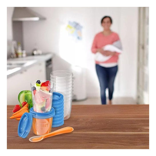 Avent Recipientes 10x180ml de leite materno + 10x240 + 20 cápsulas + colher 1 livro de receitas Avent Recipientes 10x180ml de leite materno + 10x240 + 20 cápsulas + colher 1 livro de receitas