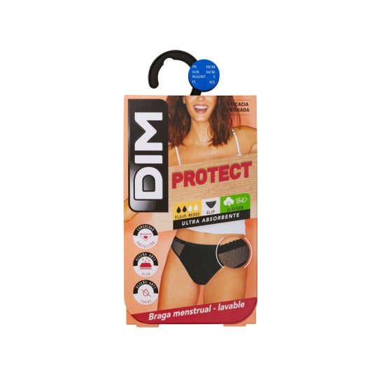 DIM Calcinha Menstrual Lavável Médio Fluxo Plumeti T36/38 Preto 1pc