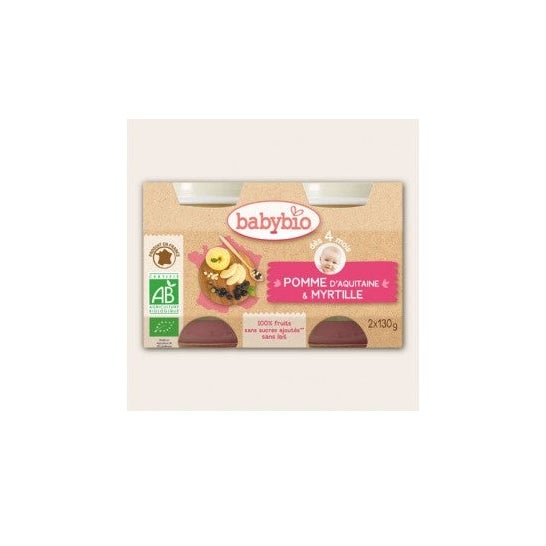 Babybio Organic Blueberry Apple Jars em 4 meses 2x130g