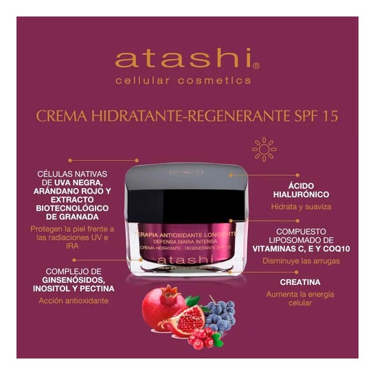 Atashi Antioxidante Celular Anti-idade 50ml + Creme Hidratante FPS15 50ml Atashi Antioxidante Celular Anti-idade 50ml + Creme Hidratante FPS15 50ml