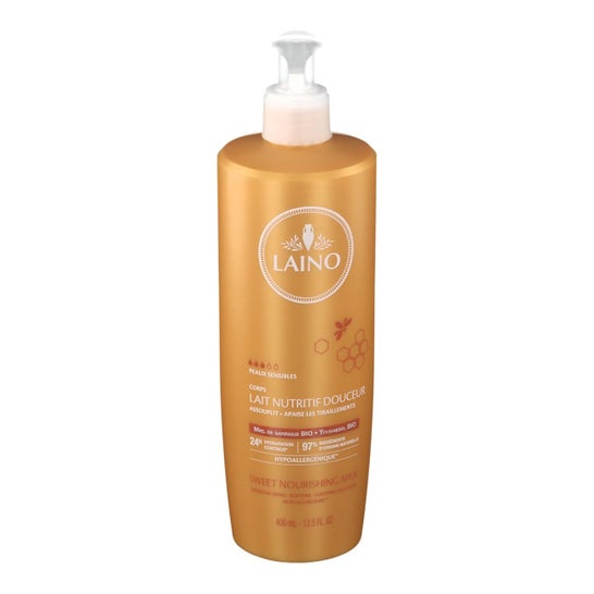 LAINO Leite nutritivo para peles sensíveis Frasco doseador de 400 ml