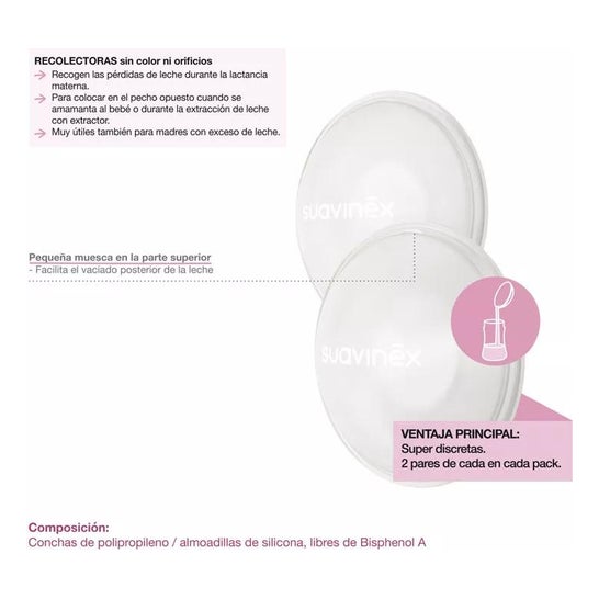 Suavinex conjunto de conchas protetoras e conchas coletoras de amamentação Suavinex conjunto de conchas protetoras e conchas coletoras de amamentação