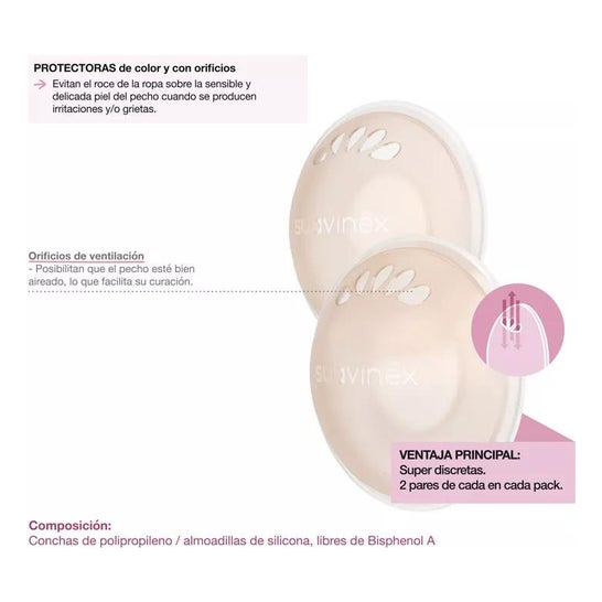Suavinex conjunto de conchas protetoras e conchas coletoras de amamentação Suavinex conjunto de conchas protetoras e conchas coletoras de amamentação