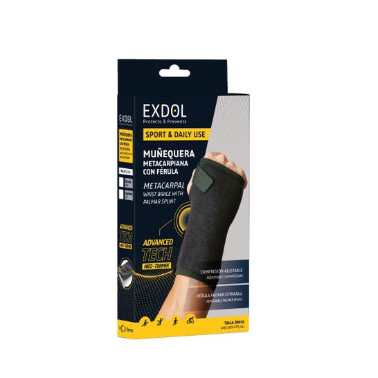 Exdol neoprene cinta de pulso Metacapiana splint direita tamanho único