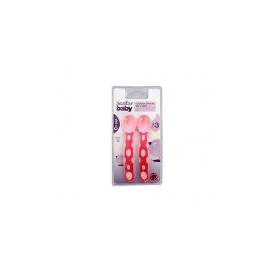 Acofarbaby Soft Spoon Pink Colher cor-de-rosa 2 pcs