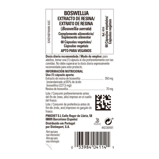 Extrato de Resina Solgar Boswellia 60cáps. Vegetal