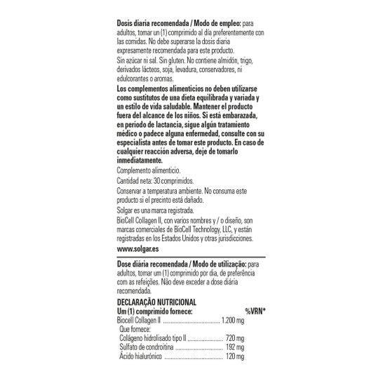Solgar Collagen Hyaluronic Acid Complex 30 Tablets