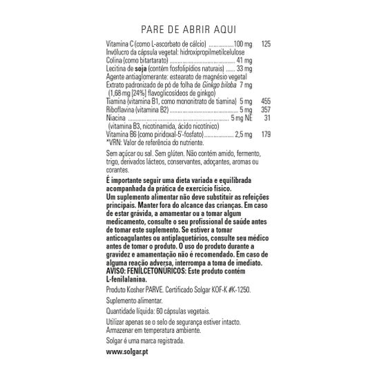 Solgar Neuro Nutrientes 60 Caps