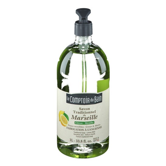 THE BATH COMPTORY Sabonete Tradicional de Marselha Sabonete de Limão Menta de Limão Garrafa de 1 l