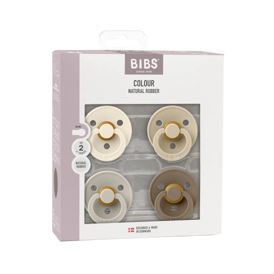 Bibs Pacifier Colour Ivory Sand Vanilla Dark 6-18M 4 Unidades
