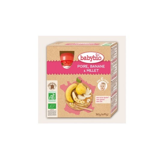 Babybio My Fruits Gourd Pear Banana Millet Banana Organic Banana 6 meses 4 x 90 g