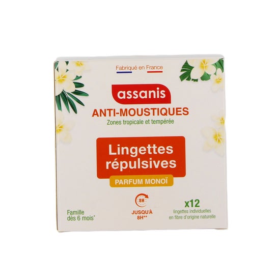 Assanis Anti Mosquitos Monoï Toalhitas Repelentes 12 unid.