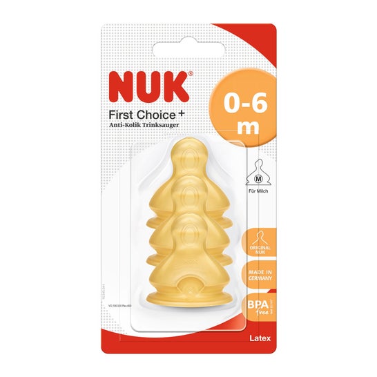 Nuk anti-cólica bico médio buraco 0-6 meses 3uds