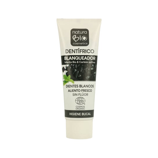 Creme Dental Branqueador NaturaBio Cosméticos Bio Menta e Carbono Ativo 75ml