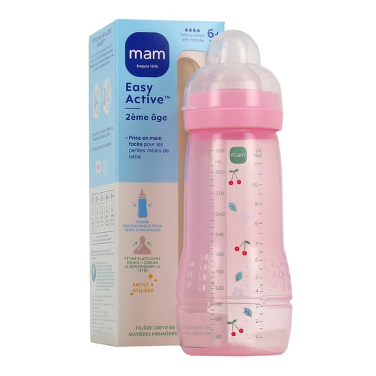 Mam Easy Active Biberão Tetina Fluxo Muito Rápido +6M Berry 330 ml