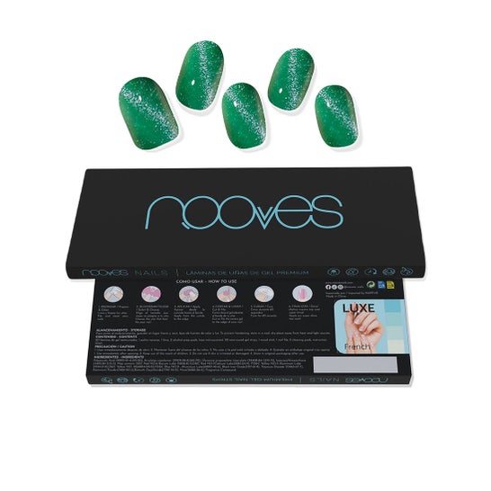 Nooves Unhas Jade Glass Premium Glam Cat Eye Verde 20 Unidades