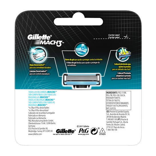 Gillette Mach3 Refil Mach3 Refil Machinilla Pack 4un