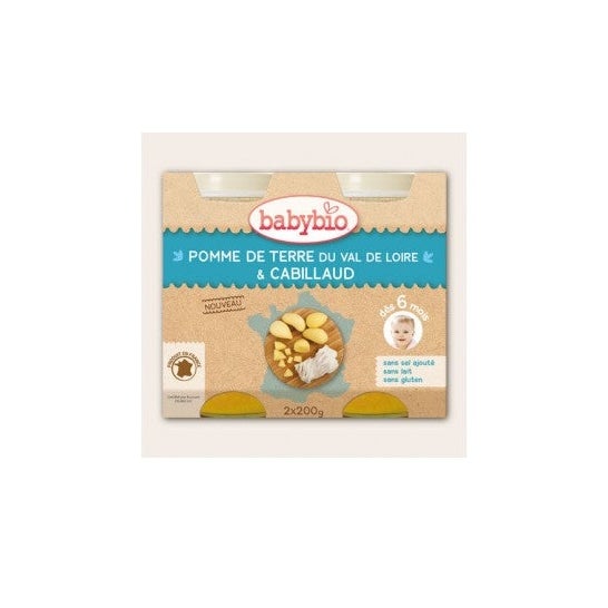 Babybio Small Pots Potato & Wild Cod Menu em 6 meses 2x200g