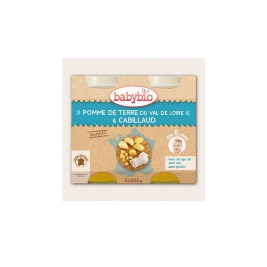 Babybio Small Pots Potato &amp; Wild Cod Menu em 6 meses 2x200g