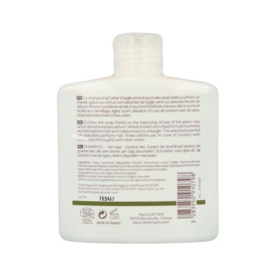 Cattier Green Clay oleoso couro cabeludo shampoo 250ml