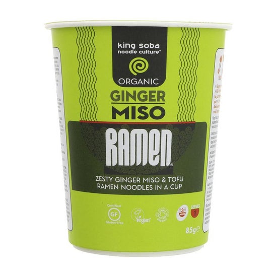 King Soba Cup Ramen Miso Miso Ginger Ginger Ginger Gluten Free Bio 85g