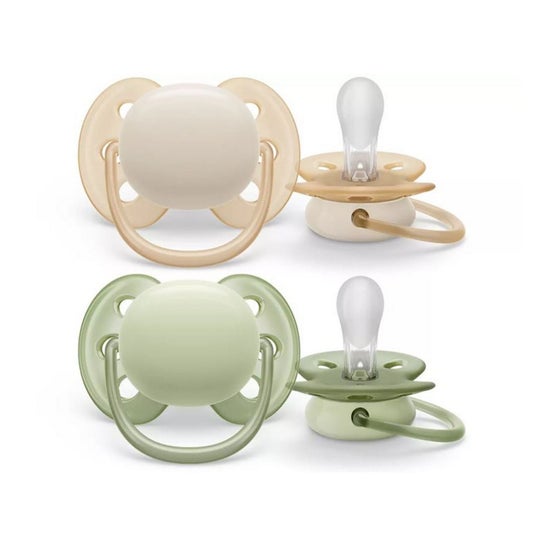 Philips Avent Ultra Soft Chupeta 0-6M Bege/Verde 2 Unidades