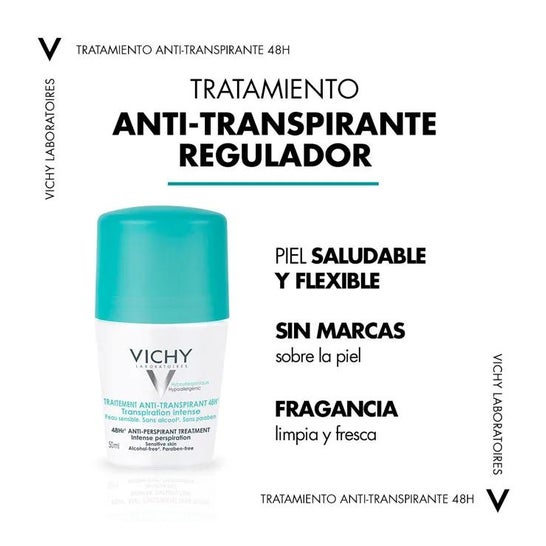 Desodorizante antitranspirante Vichy Roll-On 48H 2x50 Ml