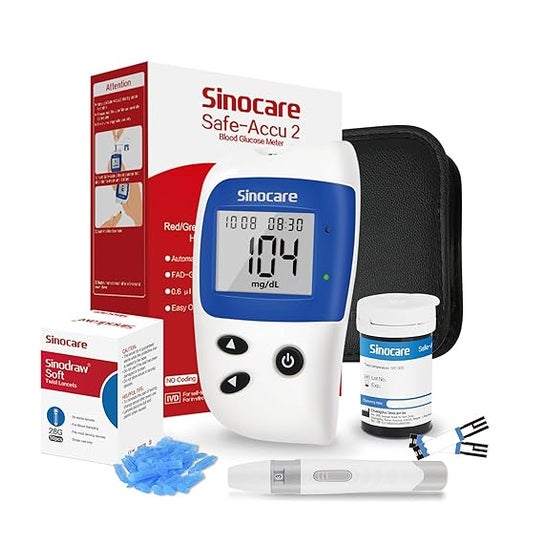 Sinocare Safe-Accu2 Kit Glicômetro + 25 Tiras