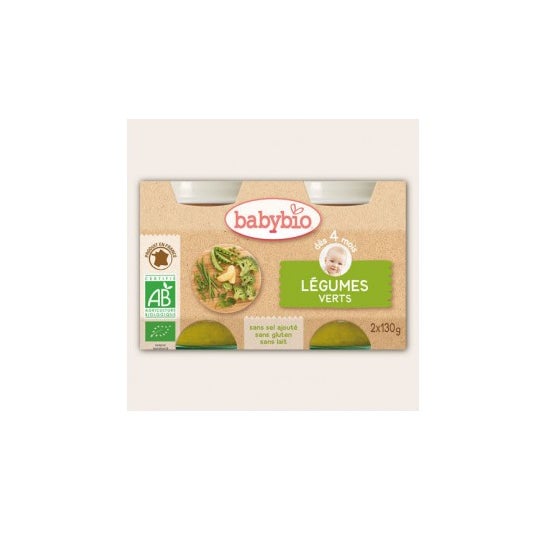 Bebybio Organic Green Vegetable Jars em 4 Meses 2x130g